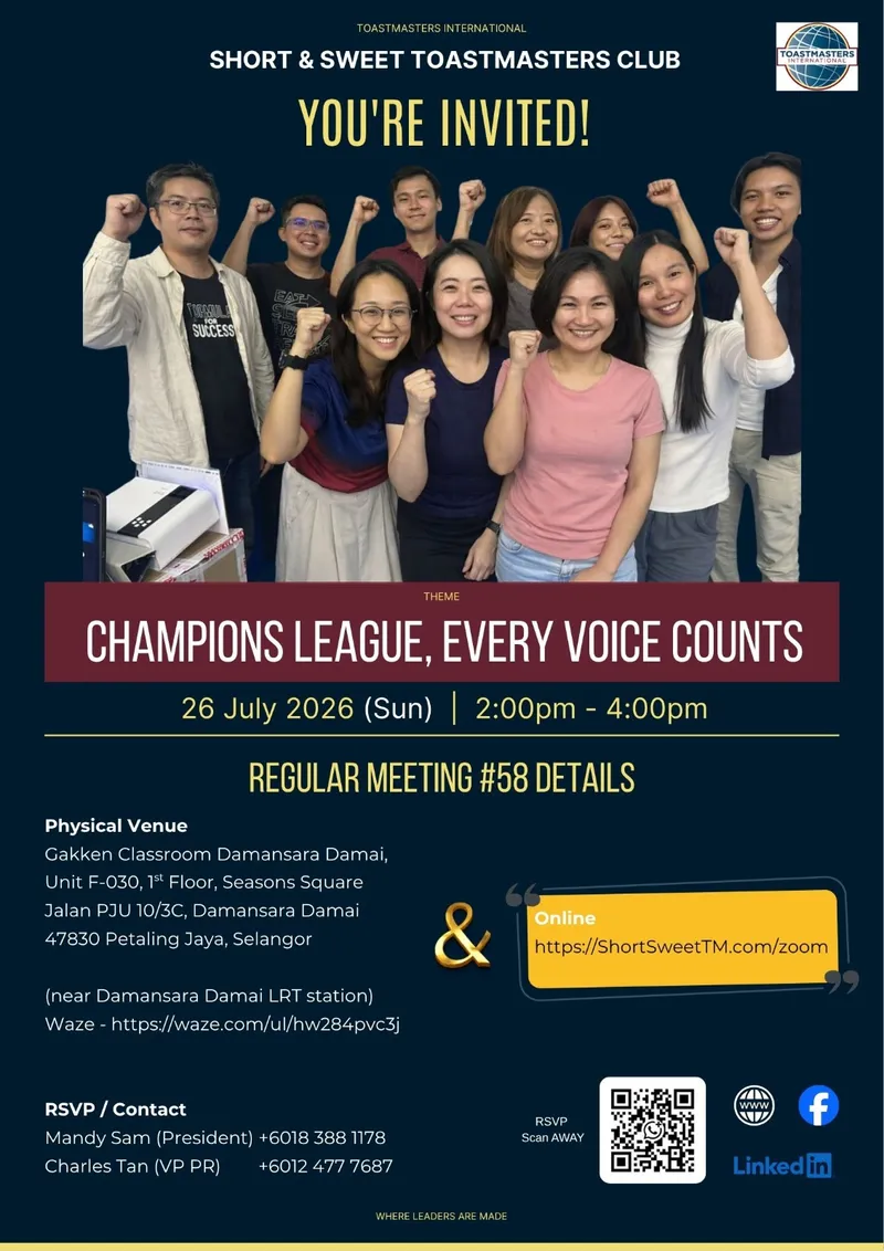 Short & Sweet Regular Meeting #58 poster